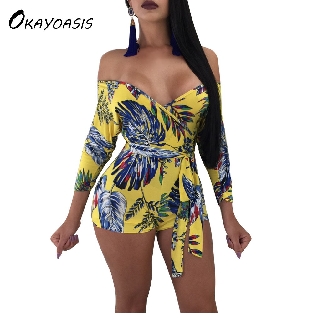 Okayoasis   boho print jumpsuit slash neck   jumpsuit 2018 ĳ־  غ playsuit
